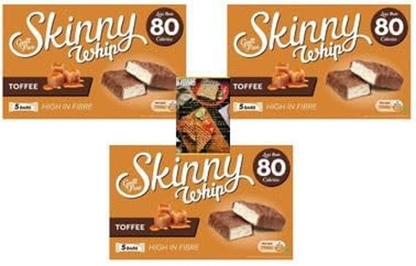 Skinny Whip Bars Toffee 5X20G X3 Packs and Kitchenfella Top 10 Movie Treats
