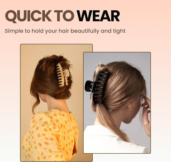 8 Pack 4.3" Inch Large Hair Claw Clips for Women Hair Clips for Thin Thick Curly Hair 90’S Strong Big Grip Matte Banana Clips with Strong Jaws for Girls, Ladies