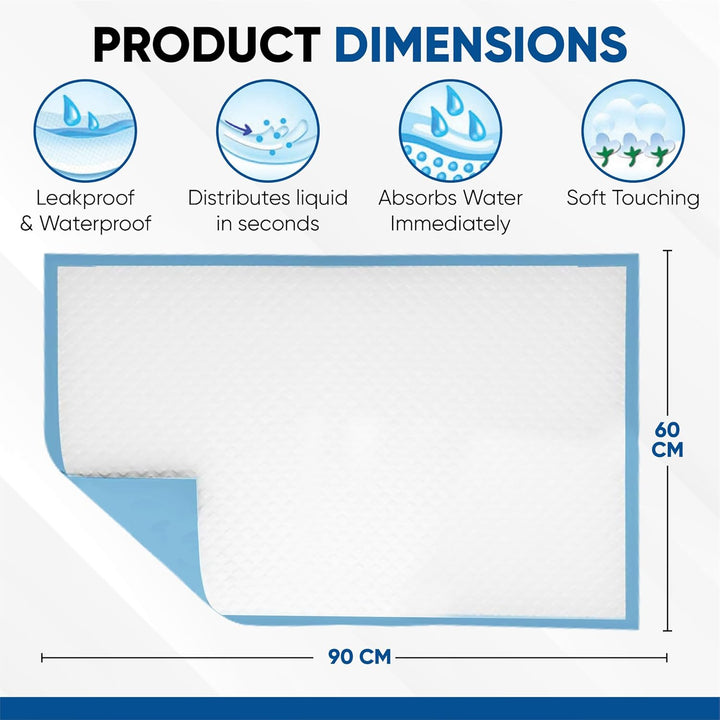 100 X Premium Incontinence Bed Pads 60X90 Cm | Incontinence Bed Sheets | Provides Soft Feel | Disposable Bed Mats for Incontinence | Bed Protectors Kids | Maternity Bed Mats (5 Packs of 20)