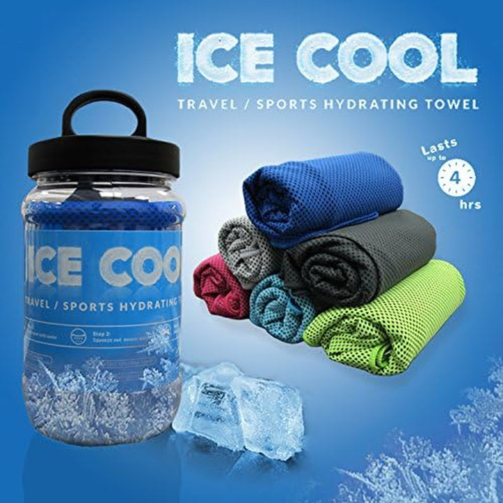 All in One Ice Cool Smart Towel Instant Cooling Technology Suitable for Sensitive Skin 100Cms X 30Cms (Black)