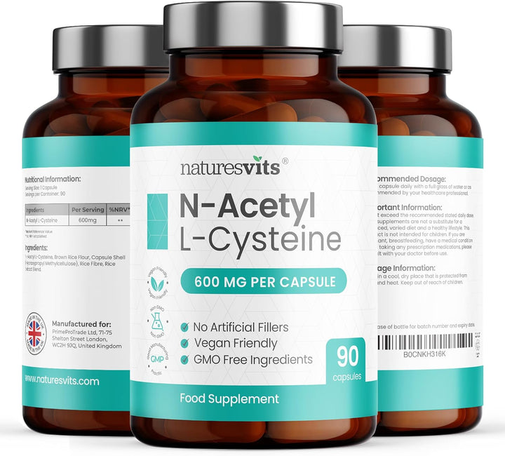 NAC Supplement, 600Mg - 90 N-Acetyl-Cysteine Capsules- Vegan Friendly Amino Acid and Glutathione Precursor for Nutritional Balance