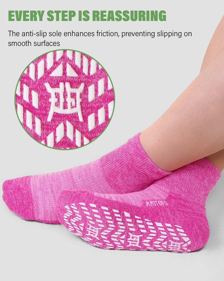 Diabetic Socks Non-Slip for Women: Bamboo Ankle Socks Moisture Wicking with Extra Wide Top for Swollen Feet Seamless Non-Binding Cuff Hospital Sock for Foot Care