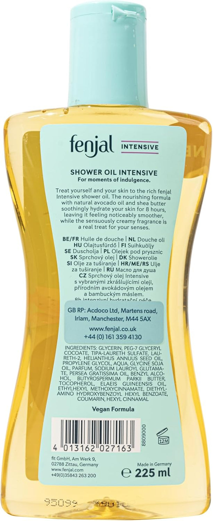 Intensive Shower Oil, Lightly Foaming Milk, Smooth & Hydrating, Bergamot & Vanilla, 225 Ml