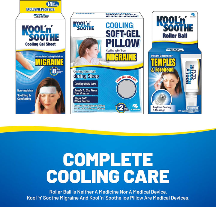 MIGRAINE Cooling Gel Sheets/Heavy User 14 Pack/Immediate Cooling Relief for Migraine & Severe Headache