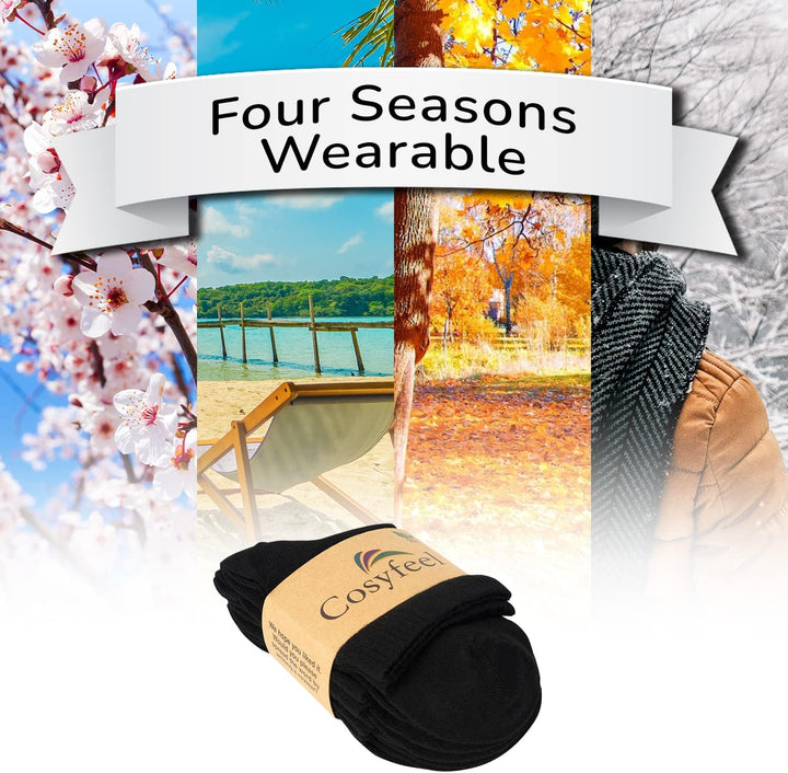 ® Women Loose Diabetic Socks | 4-Pack Neuropathy Ankle Socks for Ladies | Super Soft Eco-Friendly Bamboo Material | Durable with Seamless Toe | Multicolour Patterns | 4 Seasons