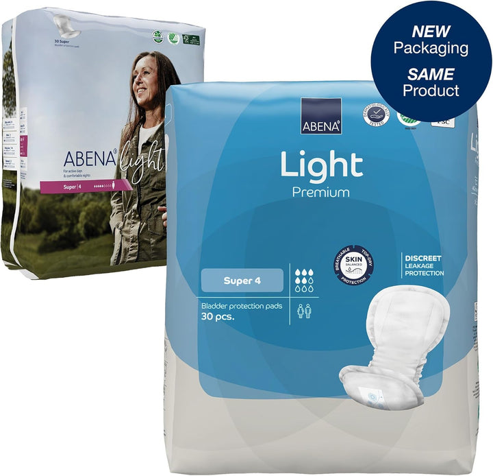 Light Incontinence Pads, Eco-Labelled Women'S Pads Adults, Breathable and Comfortable with Fast Absorption and Protection, Light Maxi 4, White, 850 Ml, 30 PK