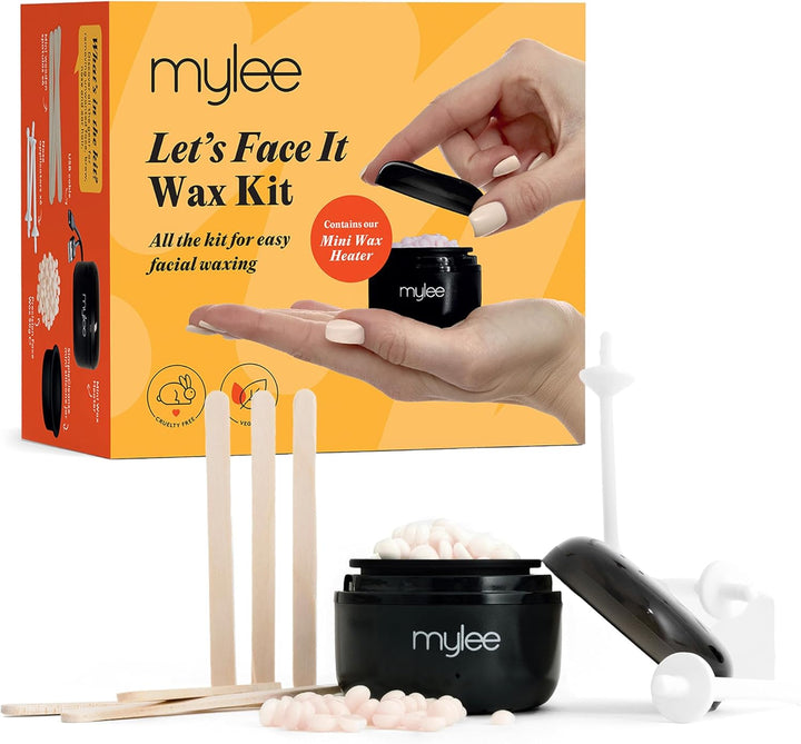 Let’S Face It Wax Kit – Professional Facial Waxing Kit with Black Mini Heater, 50G Precision Face Wax Beads (Peach & Chamomile), Wooden Waxing Spatulas, Ear & Nose Wax Applicators & USB Cable