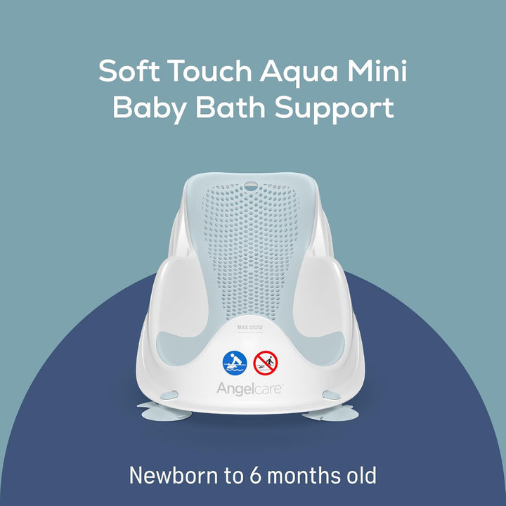 Soft Touch Mini Bath Support- Aqua - Newborn Bath Seat, Infant Bathing, Non-Slip, Easy Clean