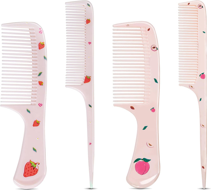 4 Pcs Girls Boys Hair Brush and Comb Set, Cute Styling Childrens Comb Hairbrushes Hairdressing Rat Tail Brush for Toddler Child'S Hair