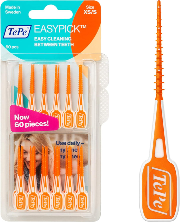 Easypick Toothpicks, Orange, ISO XS-S, 36Pcs, Plaque Remover, Efficient Clean between Teeth, Durable Dental Picks for Narrow Gaps, Travel Case Included
