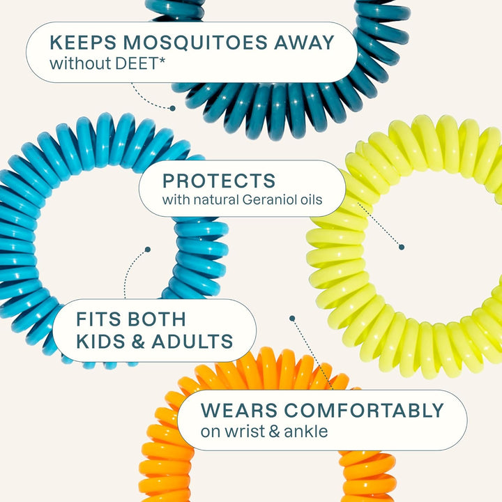 10 Pack Mosquito Repellent Bracelets, Deet-Free Bands, Individually Wrapped