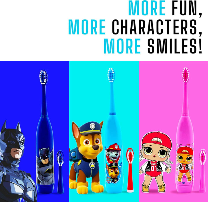 Paw Patrol Battery Powered Electric Toothbrush for Kids – Soft Zig-Zag Bristles, Easy-Grip Handle, Extra Replacement Head & Battery Included | Gentle, Effective, and Fun Oral Care for Children Ages 3+