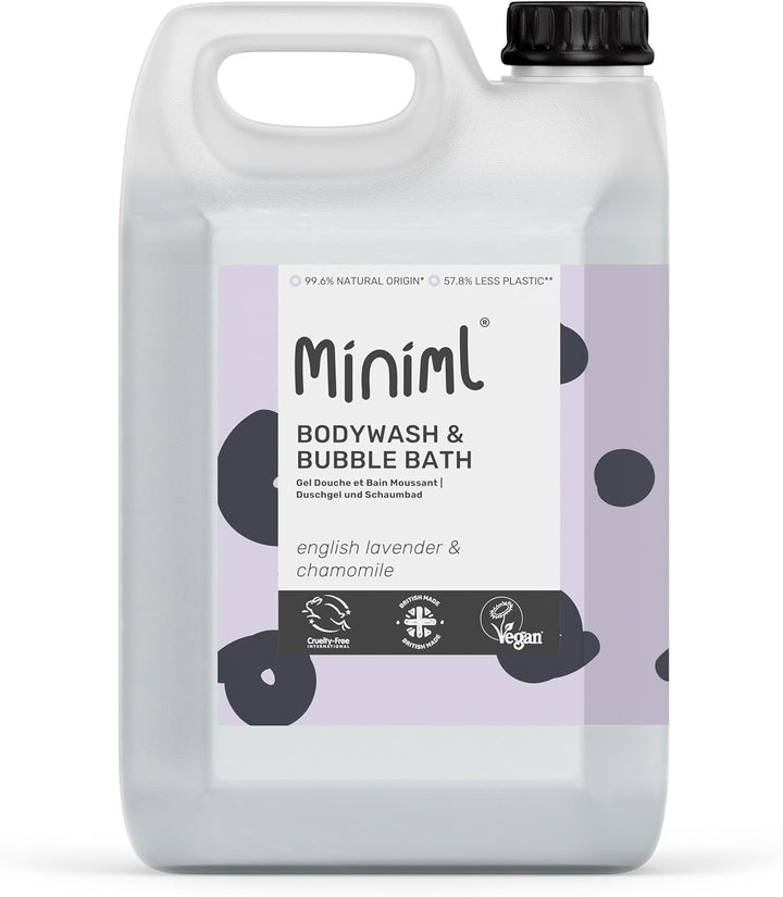 Natural English Lavender & Chamomile Body Wash & Bubble Bath - for All Skin Types - Hypoallergenic Dermatologically Tested - Sulphate & Paraben Free, Vegan & Cruelty Free - 500Ml Bottle