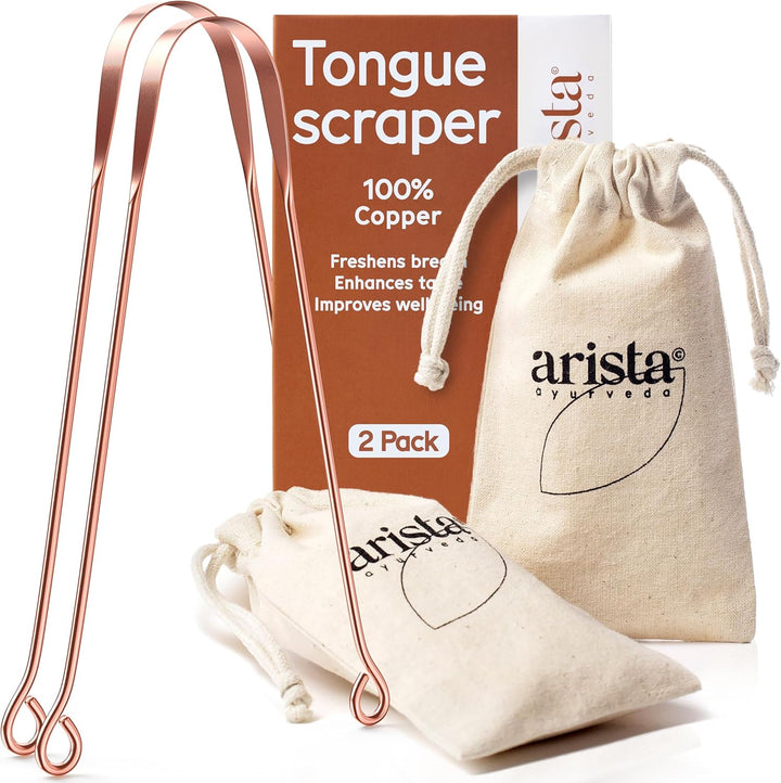 Arista Tongue Scraper 1 Pack, Tongue Cleaner for Adults, Copper Tongue Scraper, Bad Breath Treatment for Adults, Ayurveda Products, Oral Care Product