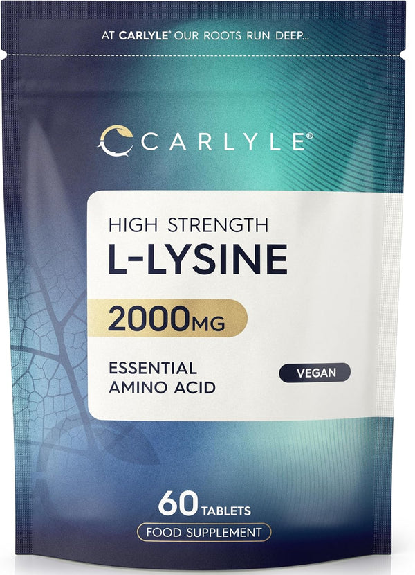 L-Lysine 2000Mg | 60 Tablets | Essential Amino Acid | High Strength Vegan Supplement | by