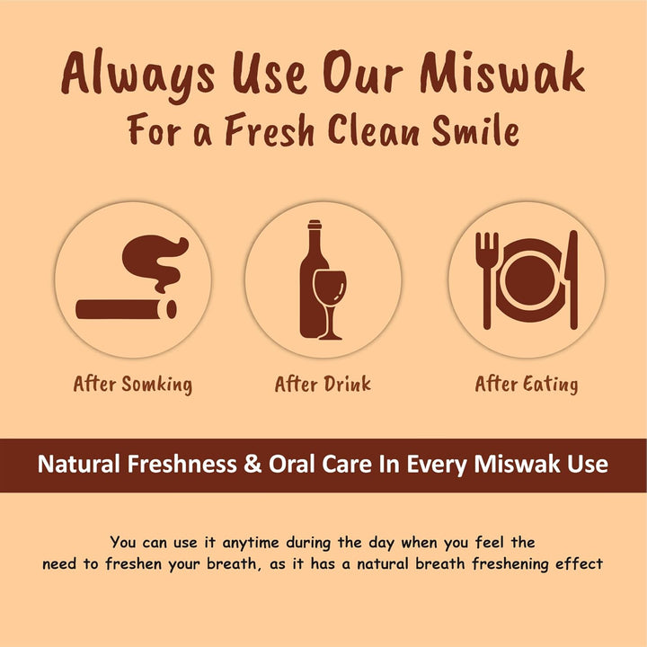 Miswak Sticks for Teeth Cleaning – Natural Siwak Toothbrush, Pack of 3 Miswak Stick with 3 Holders