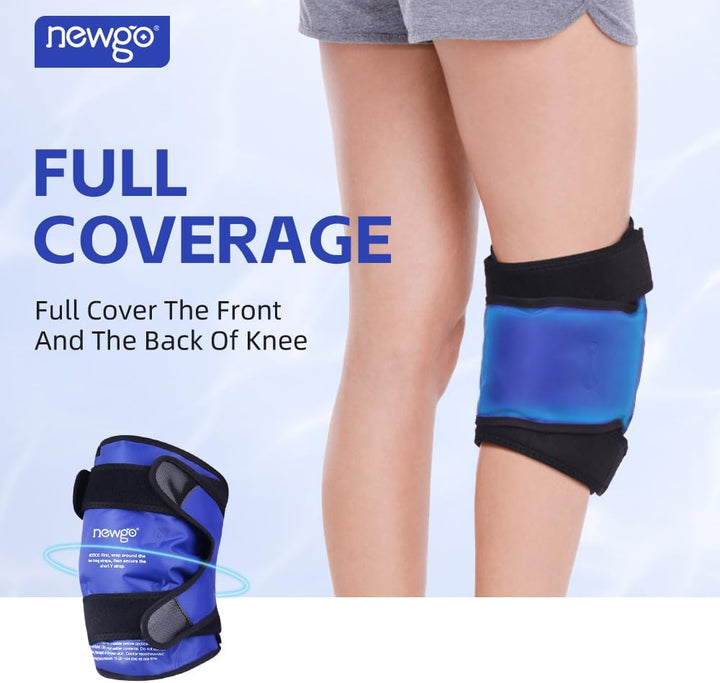 Ice Pack for Knee Replacement Surgery, Reusable Gel Cold Pack Knee Ice Pack Wrap around Entire Knee for Knee Injuries, Knee Ice Wrap for Pain Relief, Swelling, Bruises (Blue)