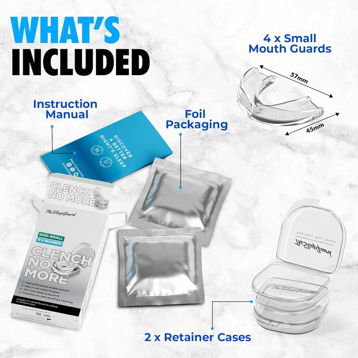 Mouth Guard for Clenching Teeth at Night [Pack of 4, Small Size - Women] – Custom Night Guards for Teeth Grinding – Nighttime Protection during Sleep for Adults