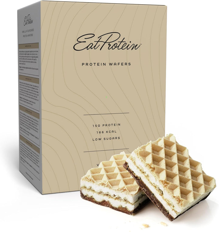 Vanilla Protein Wafers - 5X 2-Wafer Packs - High Protein, Low Sugar, 6000Mg Collagen, 166 Kcal, High Fibre - Fitness Snack for Women - Skin, Joint & Nail Support, Healthytreat