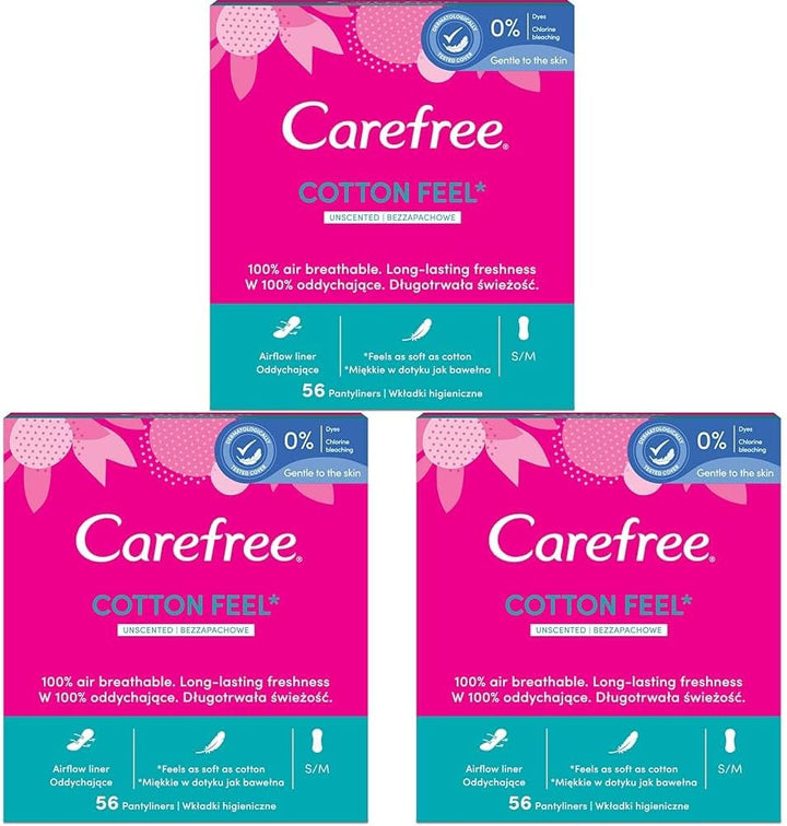 Cotton Unscented Panty Liners (1X Pack of 56), Soft and Comfortable Panty Liners for Women for Daily Use, Long-Lasting Freshness, 100% Breathable Underwear Protection