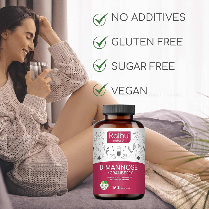 D Mannose 2100 Mg Complex - High Strength D- Mannose with Cranberry & Vitamin C for Urinary Tract & Bladder Health - 160 Capsules,