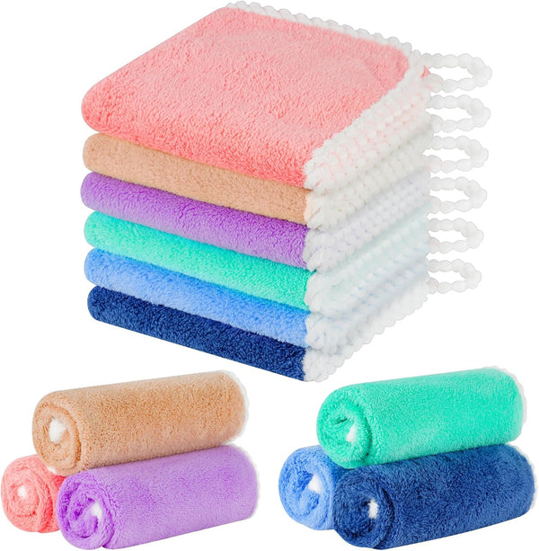 6 PCS Flannel Face Cloth, 30X30Cm Soft Face Flannels, Baby Flannels Wash Towels Quick Dry, Reusable Face Body Squares for Newborns and Infants