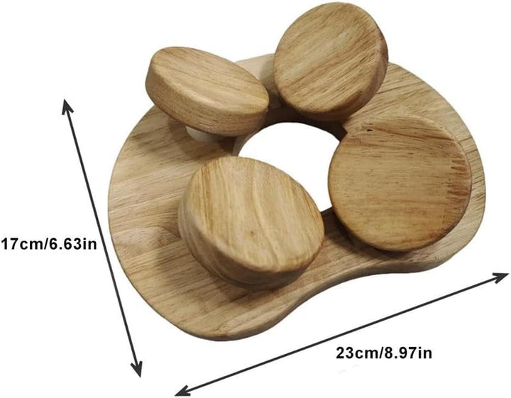 Wooden Sauna Headrest with Rotatable Disc - Ergonomic Head Support Neck Pillow for Sauna, Spa, and Bathroom Relaxation - Natural Solid Wood Nordic Design (23X17Cm)