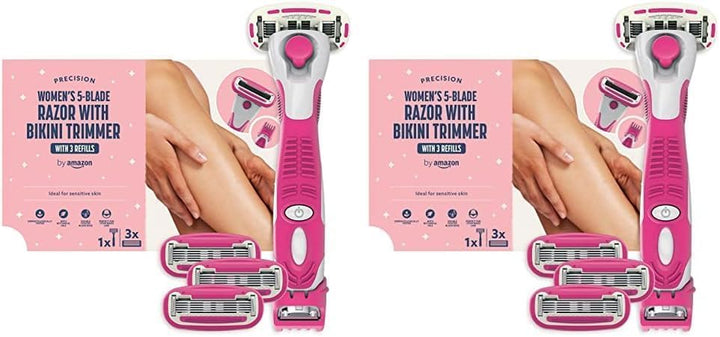 Women'S 5 Blade Razor with Multi Axis Pivot Handle + 3 Refills