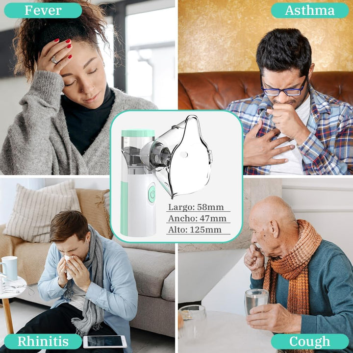 Nebuliser Machine for Adults and Kids, Cool Mist Steam Inhaler with 1 Nozzle and 1 Adult Mask and 1 Kid'S Mask, Adjustable Atomization Rate, Portable Nebulizer Machine for Home and Travel Use