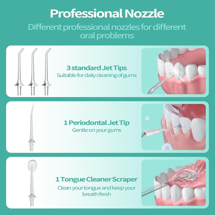Water Flossers for Teeth Cordless, 2025 Upgrded Water Dental Flosser Remover with 5 Jet Tip and 4 Modes, Irrigator Dental with 260ML Watertank, Lp7 Waterproof Electric Flossers for Tavel and Home Use