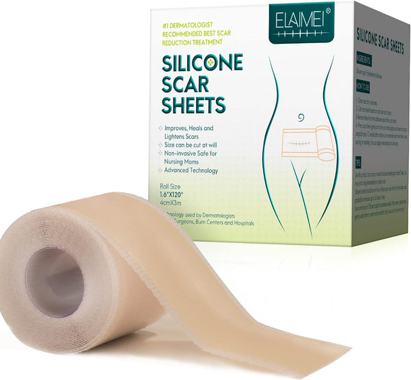 Silicone Scar Sheets, Silicone Scar Tape (1.6” X 120”Roll-3M), Scar Tape Roll Medical Silicone Easy-Tear Gel Tape Roll, Scar Removal Sheets Works on Old & New Scars, Scar Treatment Sheets