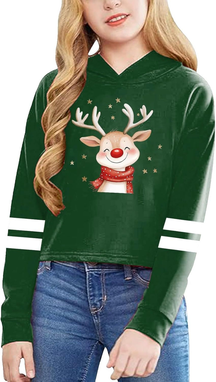 Hoodies for Girls Graphic Letter Print Pullovers Tops Long Sleeve Casual Soft Pullover Christmas Bags