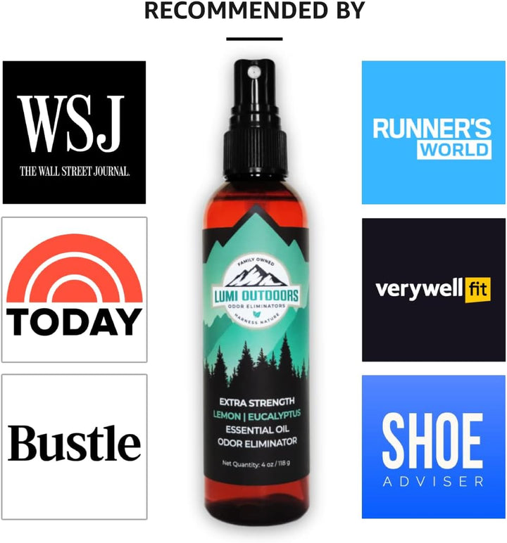 Natural Shoe Deodorizer Spray & Foot Odor Eliminator- Extra Strength- Eucalyptus Lemongrass