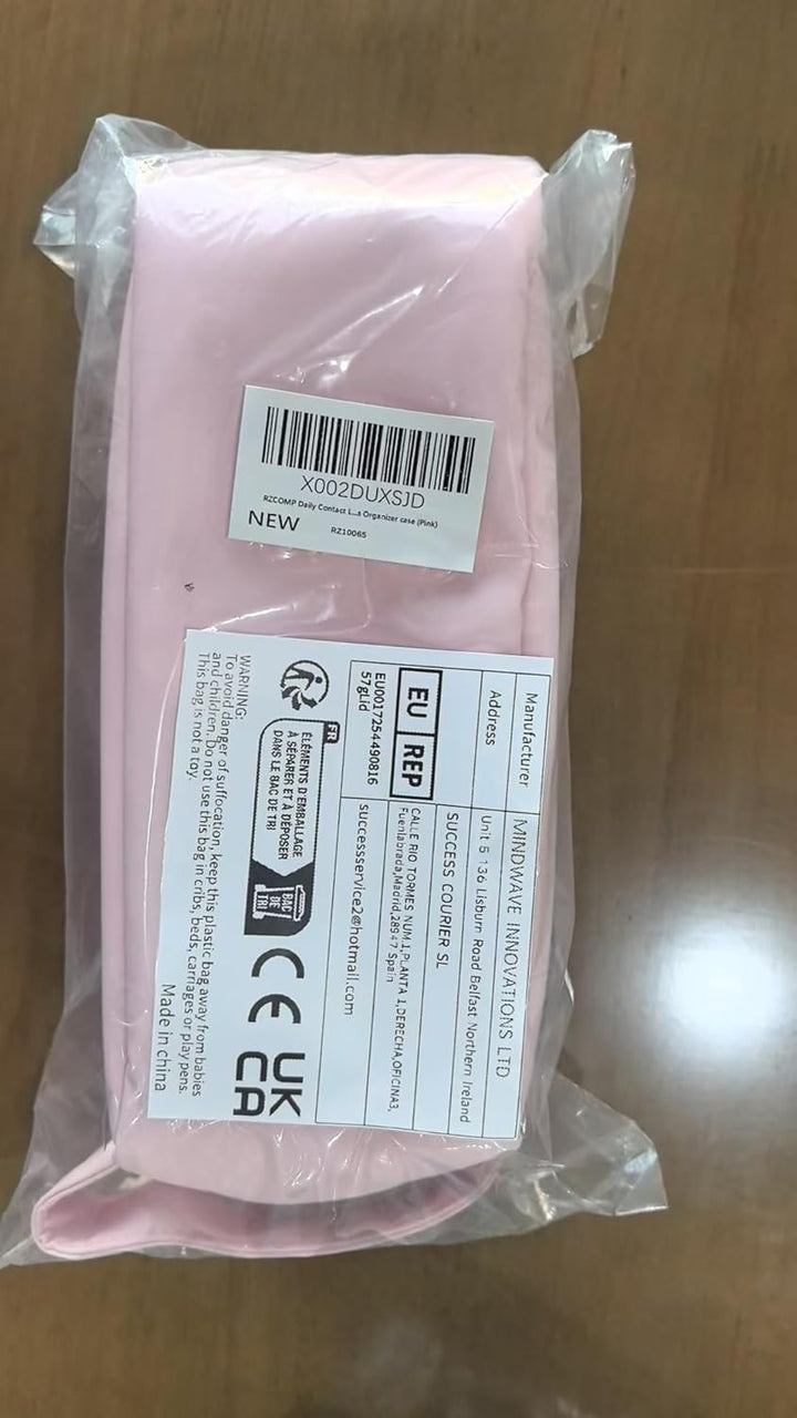 Daily Contact Lens Organizer Case,Portable Contact Lens Storage Case,Travel Contact Lens Storage Case with Clearly Labeled R & L,Storage up to 100 Lenses (Pink)