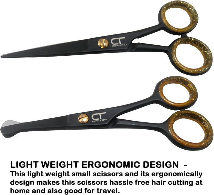 CT 4.5" Small Hair Scissors Set - Moustache & Beard Trimming for Men, Precise Facial Ear Nose Pubic Haircutting round Tip Scissors for Baby Kids