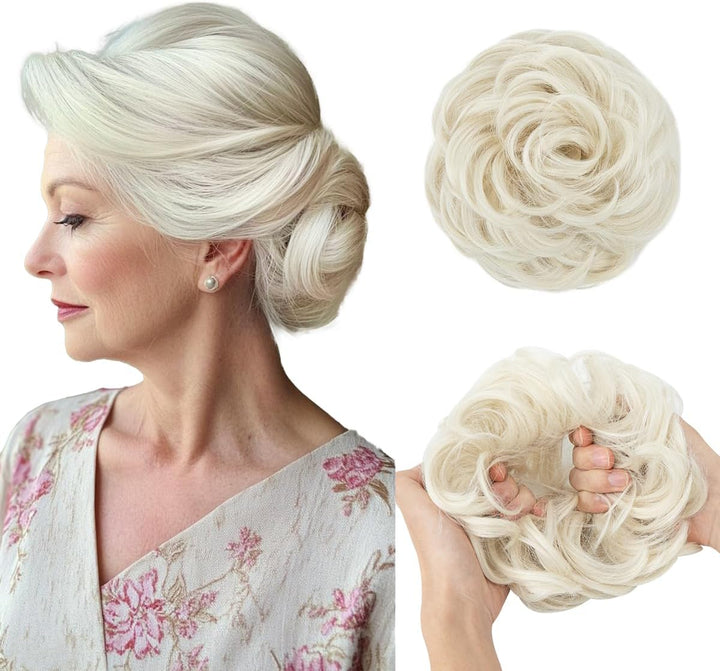 Messy Bun Hair Piece for Womens Synthetic Scrunchies Buns Extension Hairpieces Updo Pony Tail Dirty Blonde