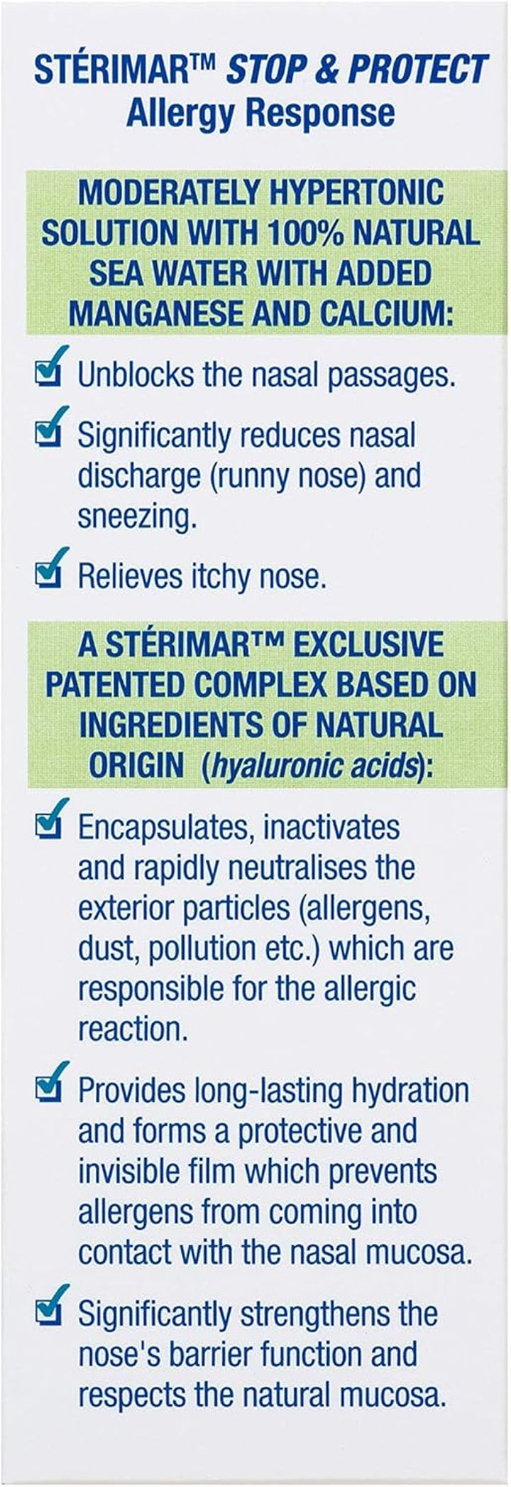 Stop & Protect Allergy Response- 100% Natural Sea Water Based Nasal Spray with Added Manganese and Calcium- 20 Ml Can