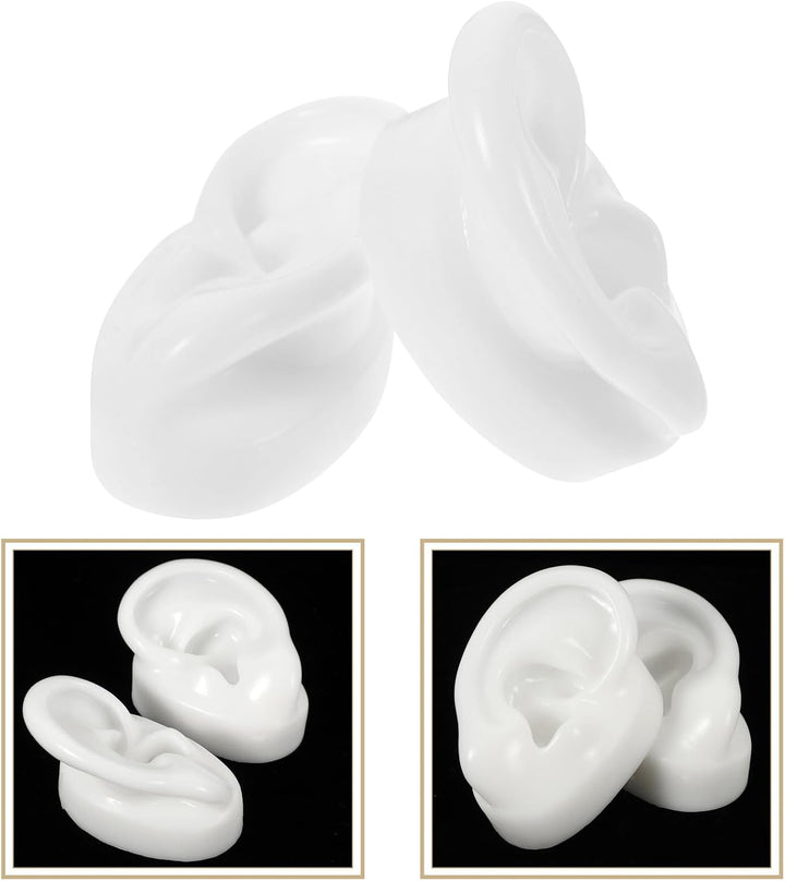 Silicone Artificial Ear Display Models for Hearing Aid Practice and Acupuncture Training Realistic Ear Shape Molds for Jewelry and Piercing Practice White