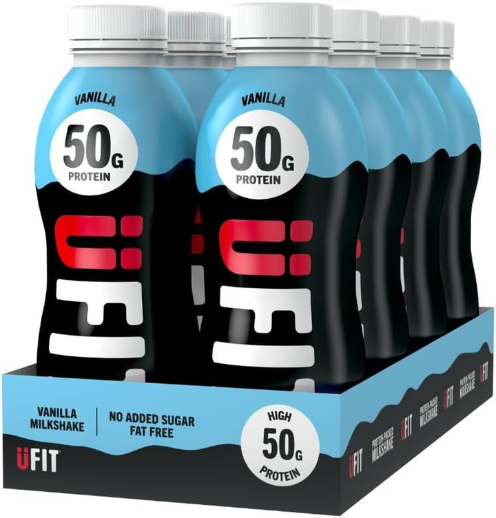 High 50G Protein Shake - White Chocolate Flavour - No Added Sugar - Low in Fat - Ready to Drink - Pack of 8 X 500Ml (Packaging May Vary)