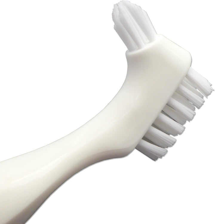 Denture Brush (Set of 2) Blue & White Brushes ~ Easy Grip Handle, Double Bristle Head