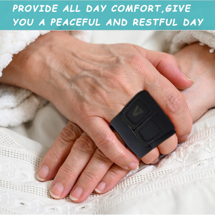 Finger Splint, Breathable Finger Buddy Wraps Finger Sleeve Support Adjustable Elastic Finger Brace Sports Aid for Arthritis Trigger Finger Finger Pain Relief and Sport Injuries - Black/M
