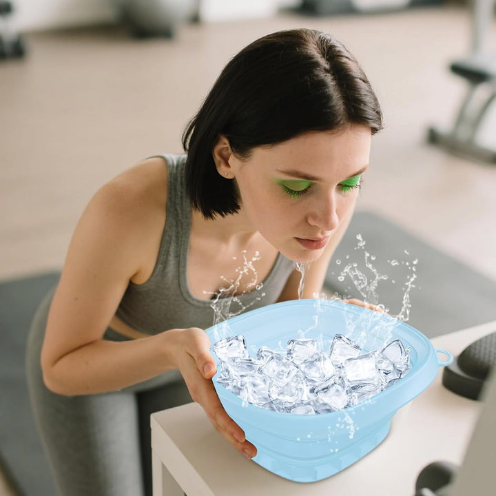 Ice Face Bowl, Silicone Facial Basin, 9.45X1.18 In, Foldable Cooling Washbowl, Skin Tightening Tool, Travel Bathroom Indoor Outdoor, Cold Compress Use for Hotel Home Trip Vacation Routine
