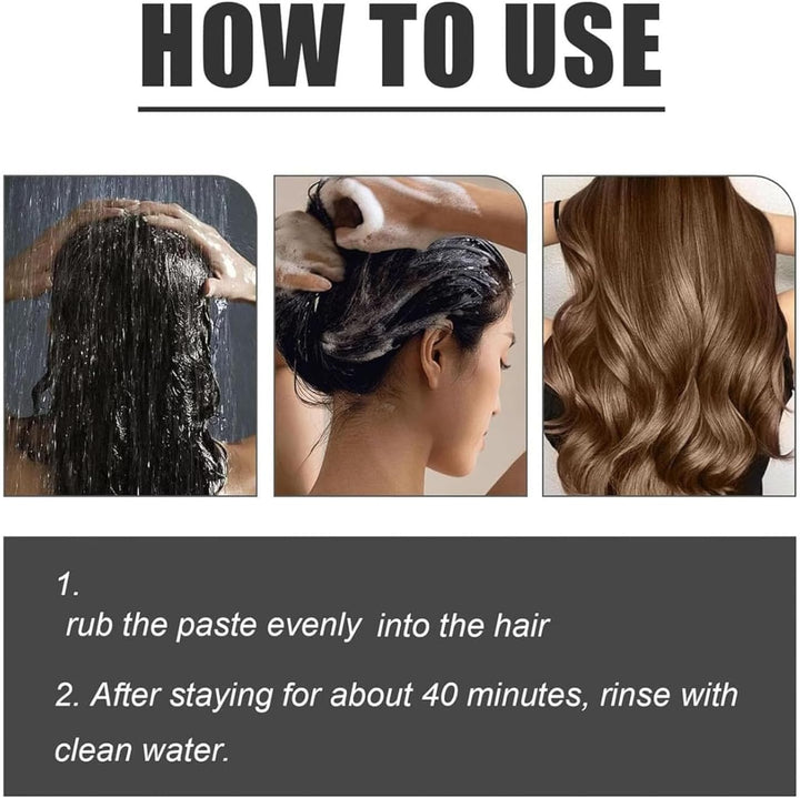 Mild Formula Long Lasting Hair Dye Set, Plant Extracts Long Lasting Hair Color Dye Cream, Gray Hair Coverage, Nourishing, Natural (Chestnut Brown)