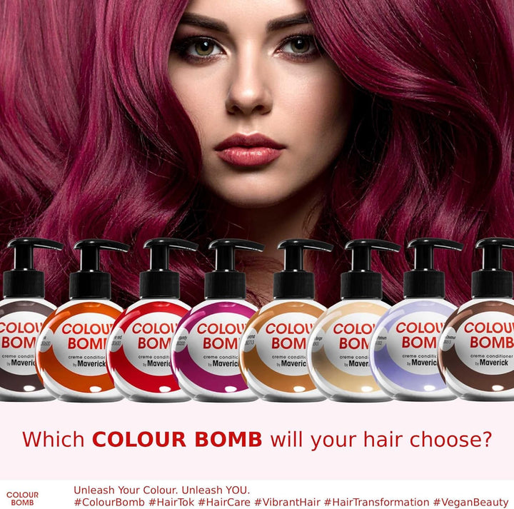 Colour Bomb Burgundy Hair Colour Depositing Conditioner 250Ml – Vibrant Gloss & Shine, Softening & Nourishing Colour Refresh Treatment, No Mix, Vegan, Ammonia & Peroxide Free