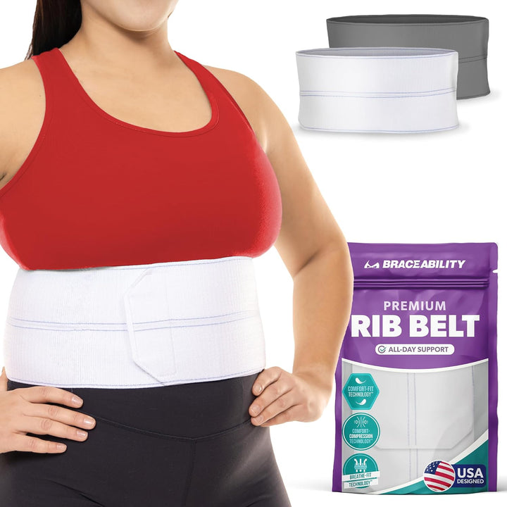 Broken Rib Brace | Elastic Chest Wrap Belt for Cracked, Fractured or Dislocated Ribs Protection, Compression and Support (Female - Fits 28"-60" Chest)