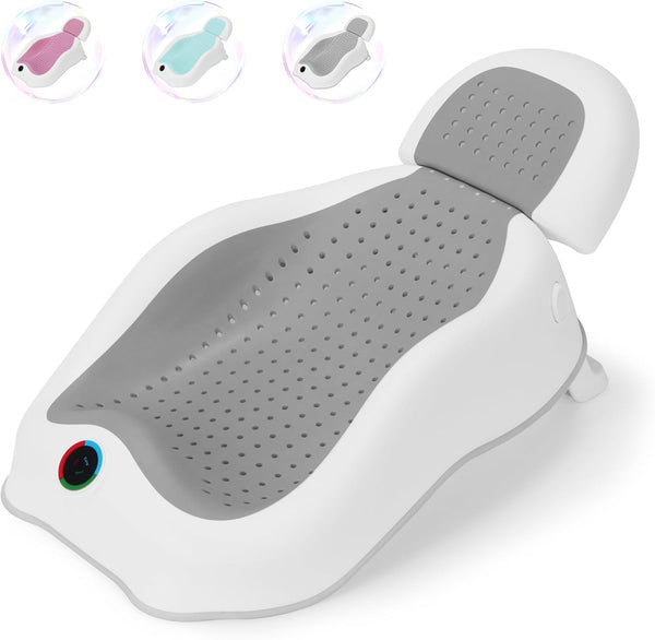 Baby Bath Support | Newborn Bathtub with Thermometer,Ideal for Babies Less than 6 Months Old Collapsible Bathtub-2 Position, Baby Tubs for Newborn Essentials Must Haves (Gray)