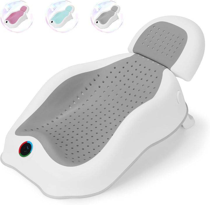 Baby Bath Support | Newborn Bathtub with Thermometer,Ideal for Babies Less than 6 Months Old Collapsible Bathtub-2 Position, Baby Tubs for Newborn Essentials Must Haves (Gray)