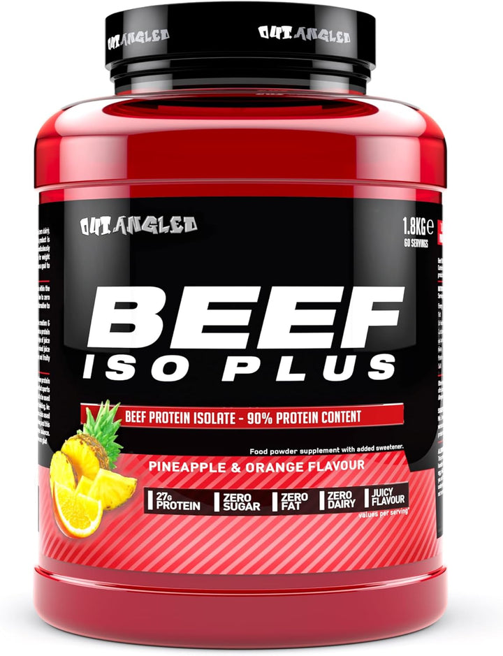 Beef Iso Plus, Beef Protein Isolate Powder, High Protein, Zero Fat and Sugar | 1.8Kg, Orange Burst | Halal, Paleo and Keto Friendly, Dairy and Gluten Free