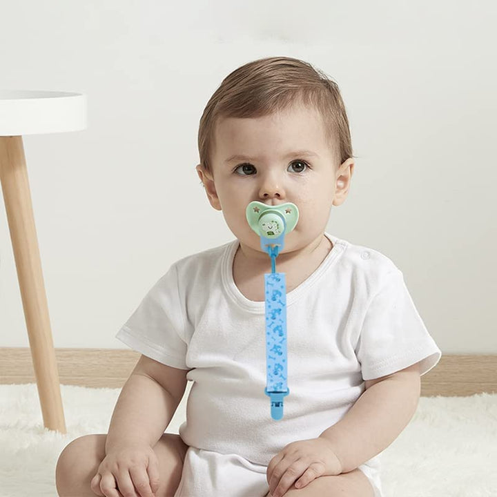 8 Pcs Dummy Clips Boys with Adapters, Silicone Button Ring Pacifier Holder Leashes Adapters Fits All Pacifiers for Baby Teething Toys Baby Shower
