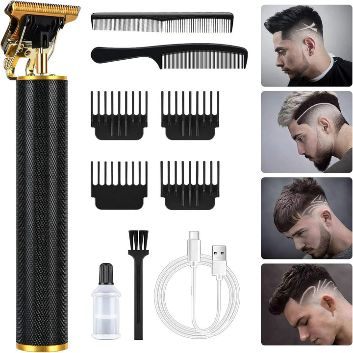 Cordless Hair Clippers for Men - Electric Beard Trimmer Set, Waterproof Detail Beard Shaver, T-Blade Trimmer Grooming Kit with 4 Guide Combs and 2 Hair Combs